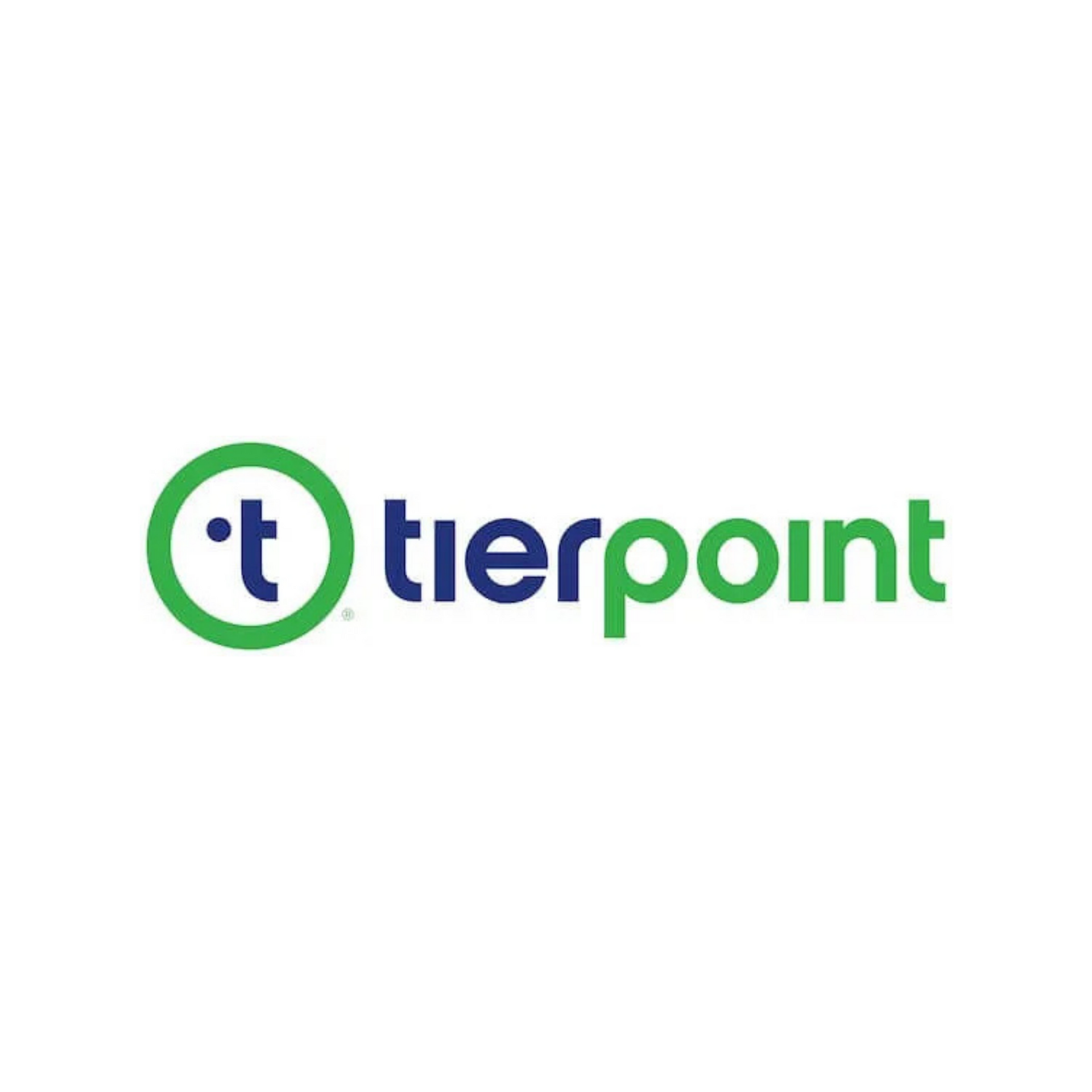 TierPoint logo with green and blue text and circular icon on a white background