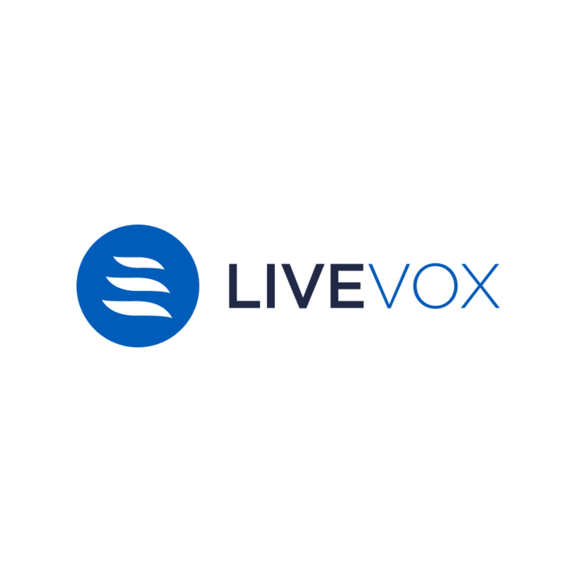 LiveVox logo with blue circular icon and dark blue text on white background