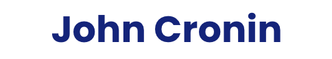 John Cronin text in a dark blue color.