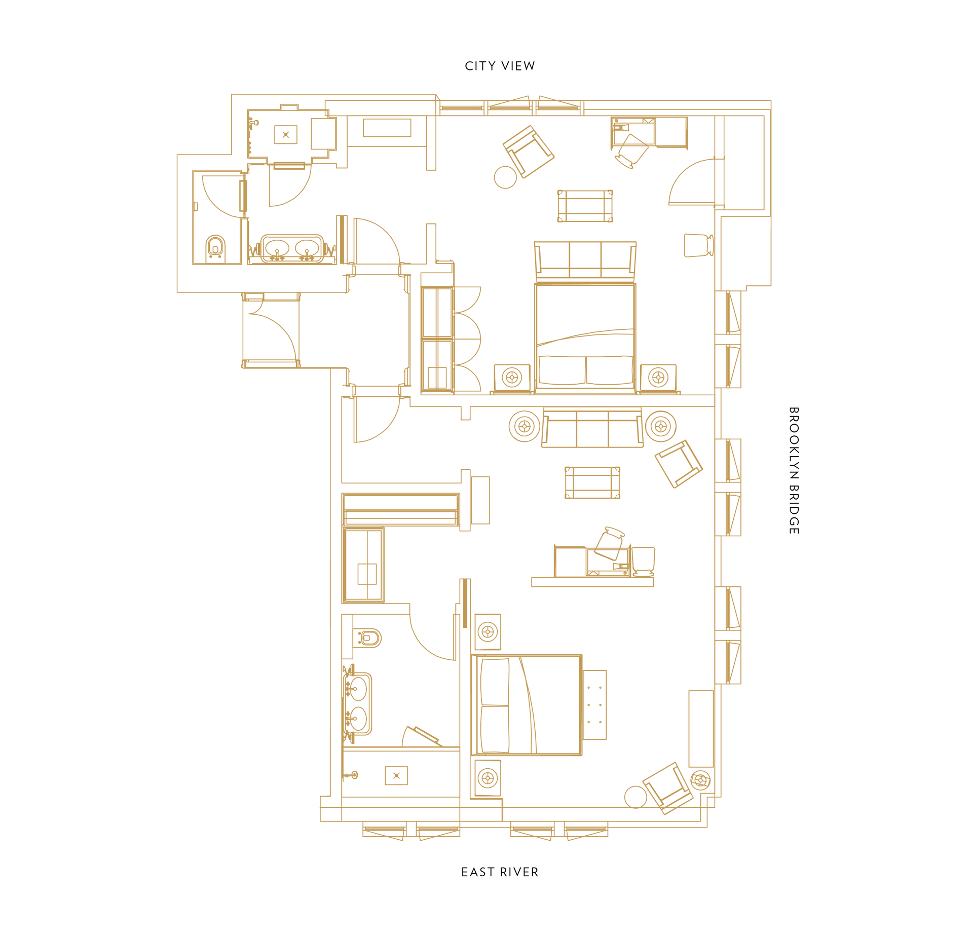 A floor plan of a house with a bedroom , living room , and bathroom.