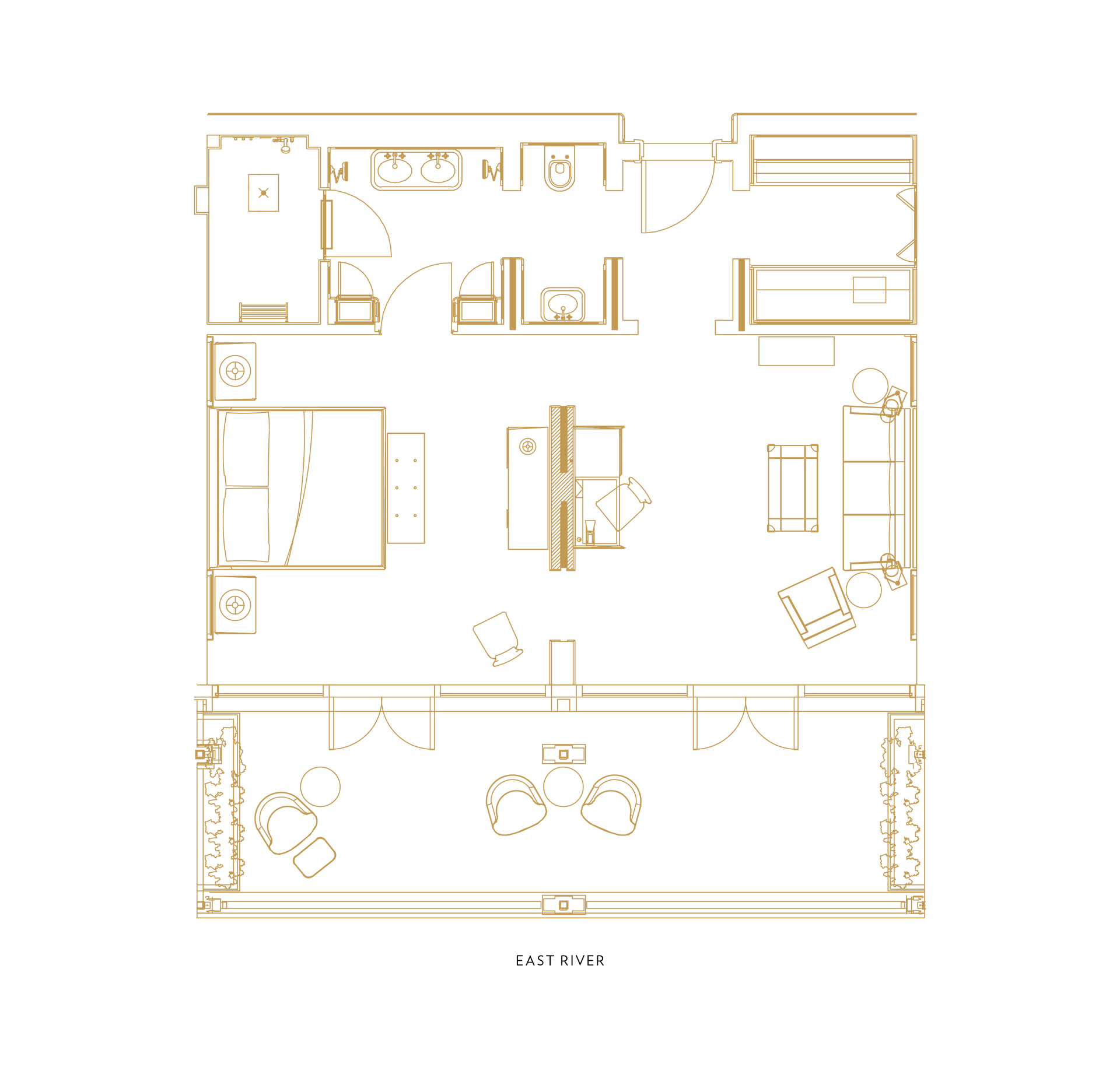 A floor plan of a house with a bedroom , living room , and dining room.