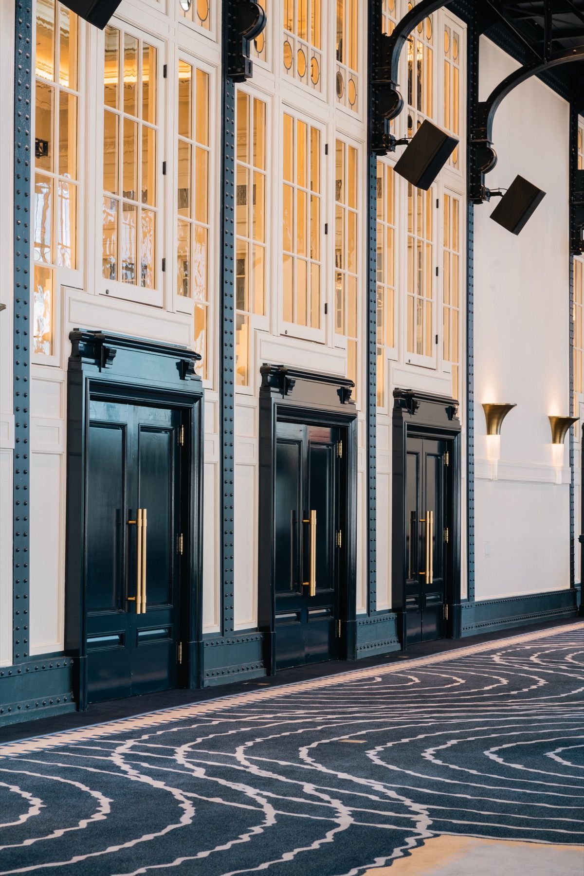 A building with a lot of windows and doors