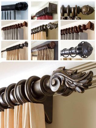 A collage of pictures of different types of curtain poles