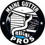 The logo for maine gutter pros shows a house with a gutter on it.