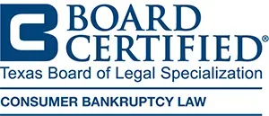 The logo for board certified texas board of legal specialization consumer bankruptcy law