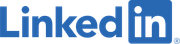 A blue linkedin logo on a white background