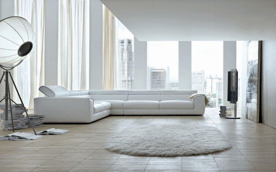 divano angolare bianco in pelle