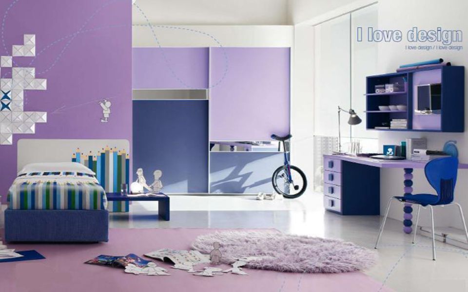 cameretta con arredi lilla