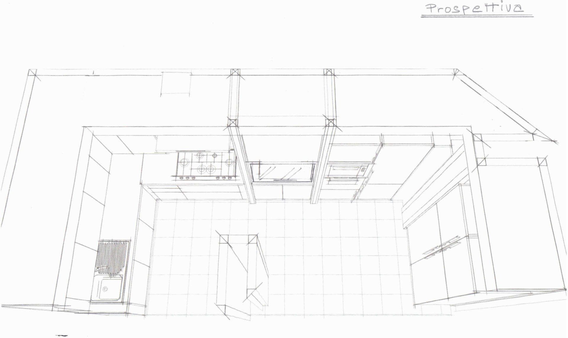 pianta cucina vista dall'alto