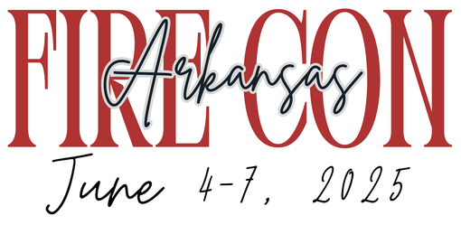 The logo for the fire con in arkansas is red and black.