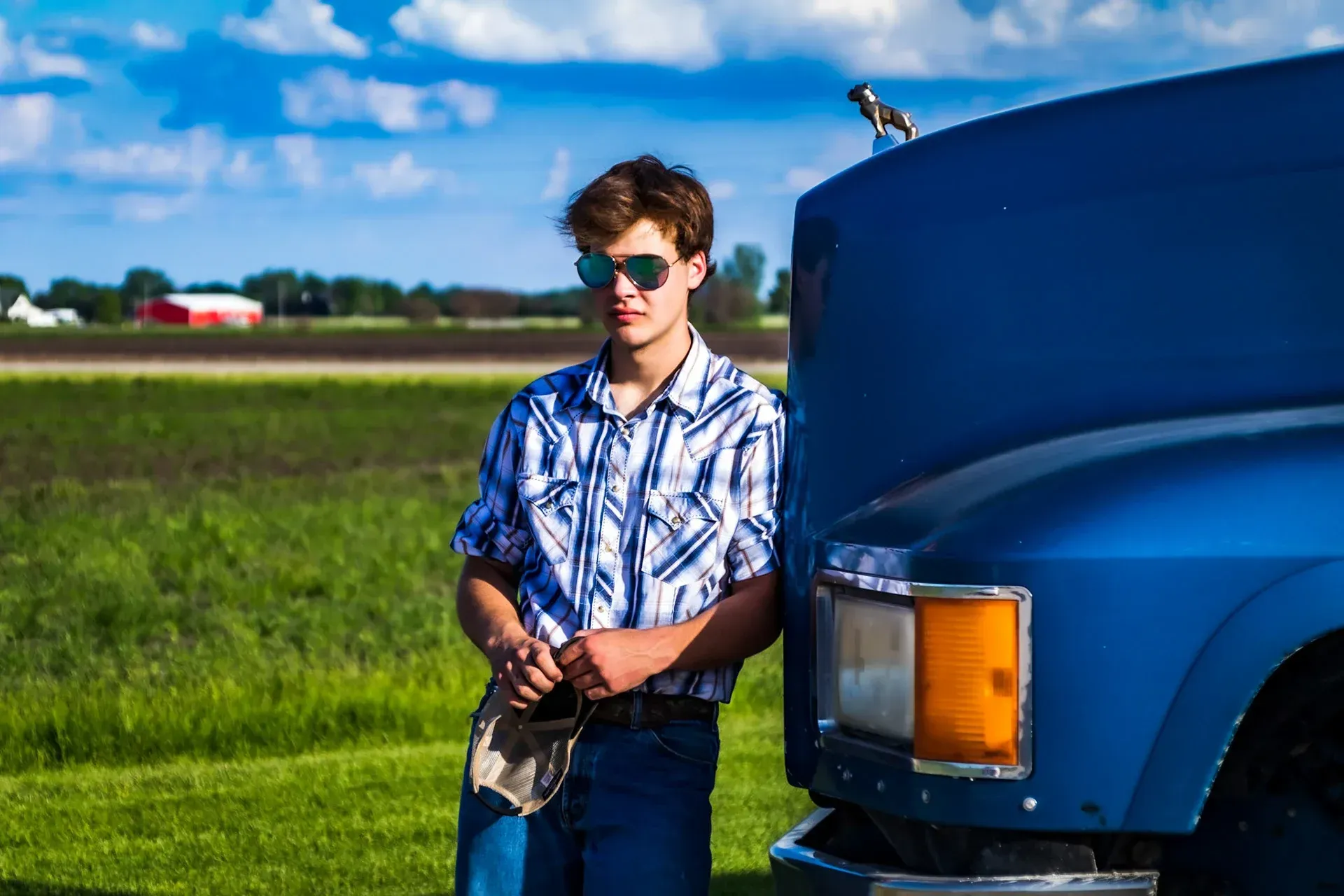 young man in sunglasses on a sunny day