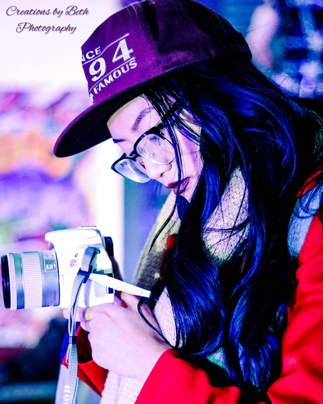 Woman in a red jacket and scarf portrait
