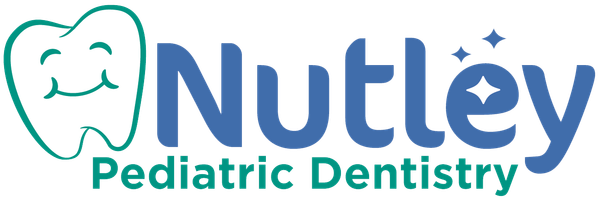 The logo for nutley pediatric dentistry has a tooth with a smile on it.