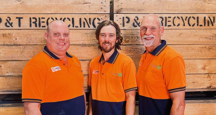 A team who works at a recycling depot near Adelaide