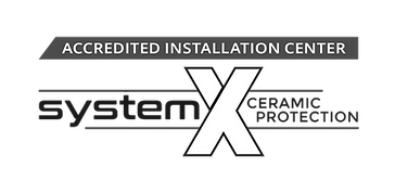 Logo for System X Ceramic Protection. Text includes 