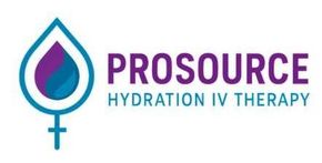 Logo: teardrop with purple/blue swirls, "Prosource Hydration IV Therapy" text, and a medical symbol.