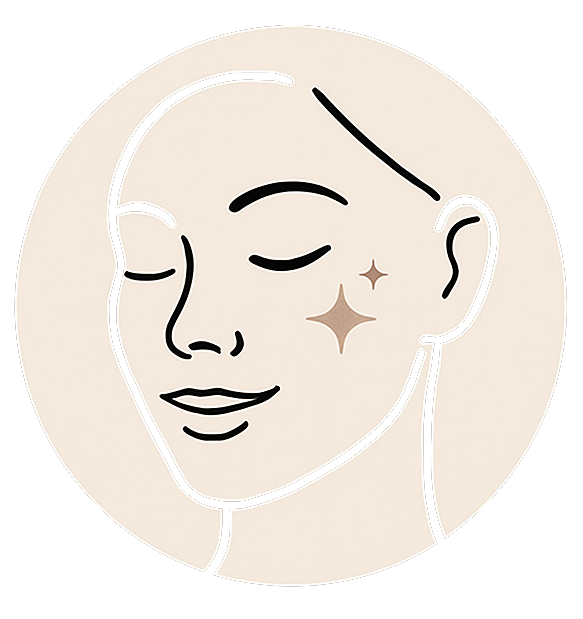 Frau mit geschlossenen Augen, einer strahlenden Wange, in einem kreisförmigen Rahmen.