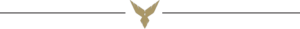 Gold bird emblem centered on a white banner with thin gray horizontal lines