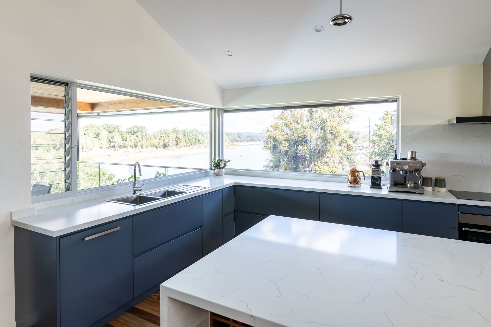 A Kitchen With Black and White Color — Flow Kitchens in Taree South, NSW