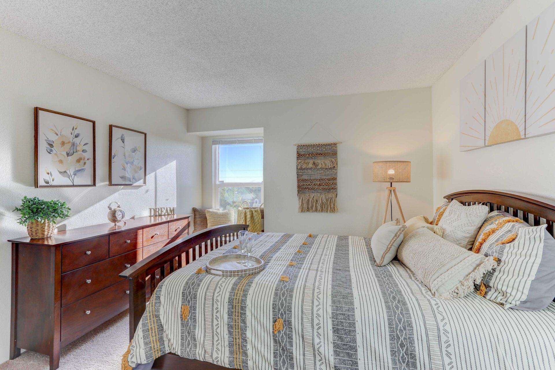 Interior photo of a modern bright bedroom