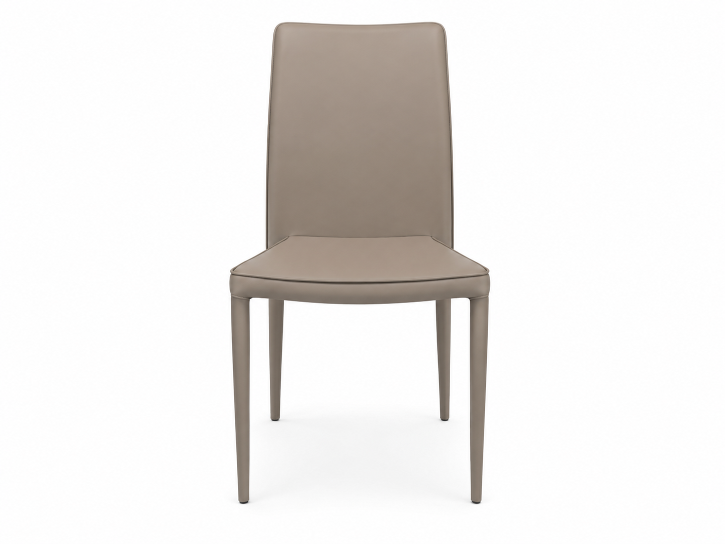 Sedia da pranzo imbottita beige su sfondo bianco