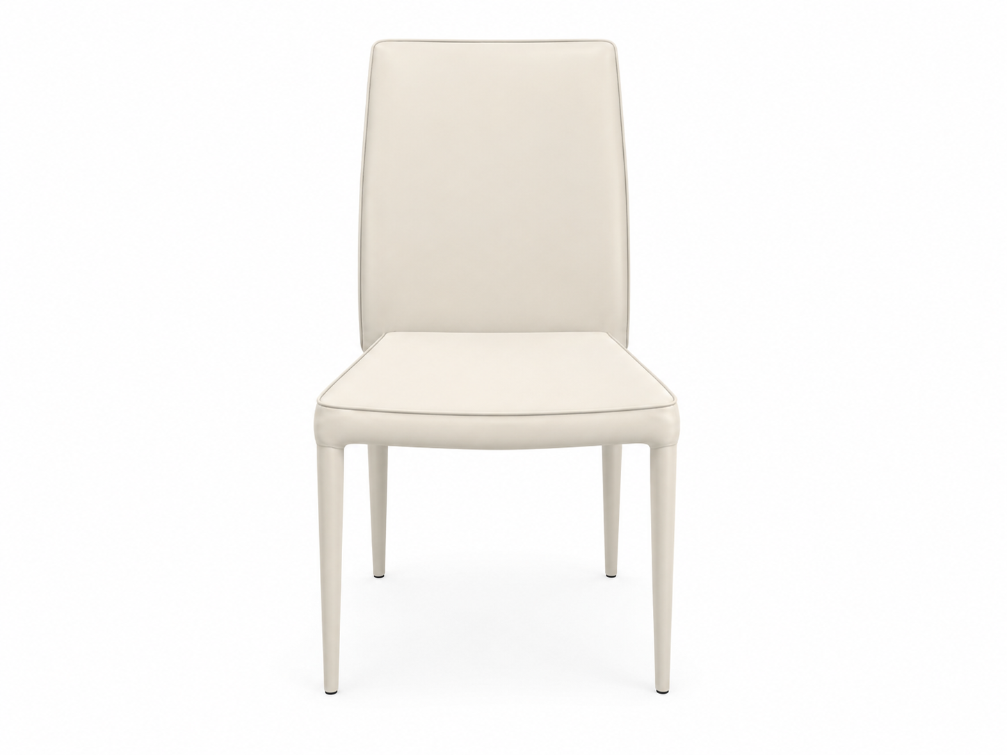Sedia da pranzo imbottita beige su sfondo bianco