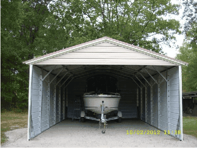Steel Building Repair — Boat Inside A Carport in Seaford, DE