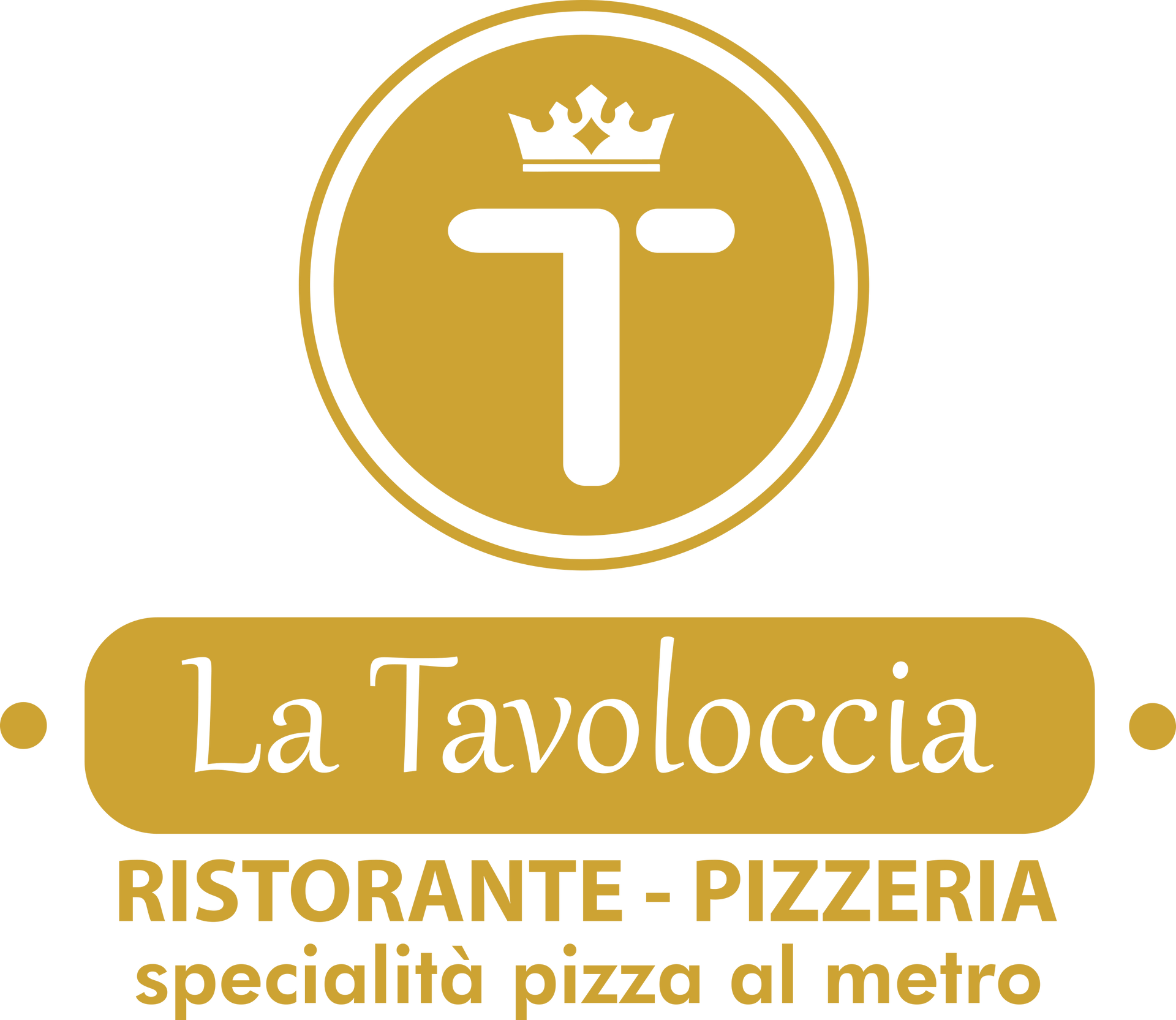 A logo for la tavolocca ristorante pizzeria specialità pizza al metro
