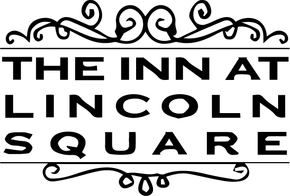 Black-and-white logo reading “The Inn at Lincoln Square” with decorative flourishes