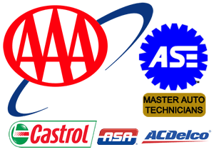AAA, ASE, Castrol, ASA and ACDelco logos