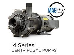 MagDrive M Series centrifugal pump, black and gray, with a “MAGDRIVE PUMPS” logo.