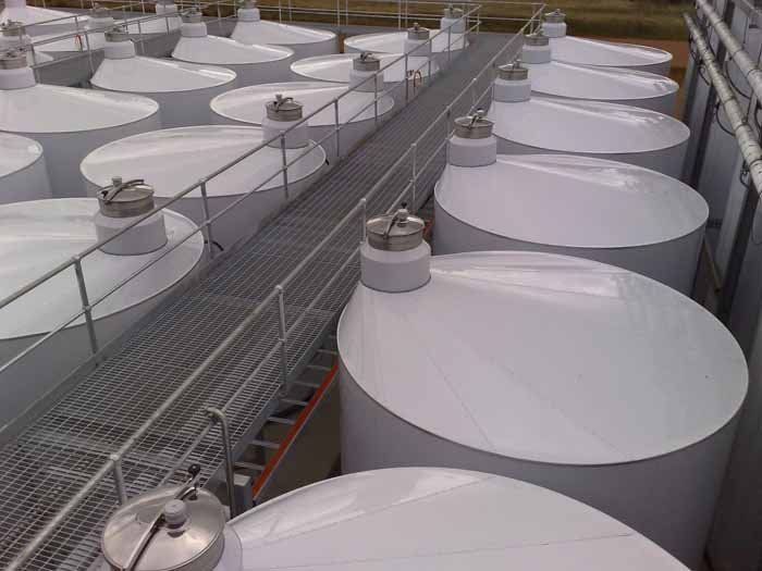 many tanks with walkway