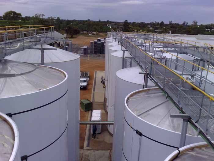aerial view of tanks