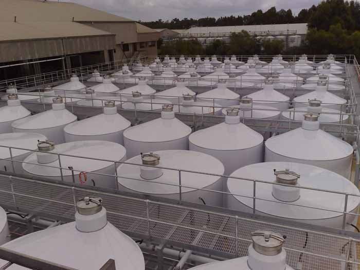 several rows of white tanks