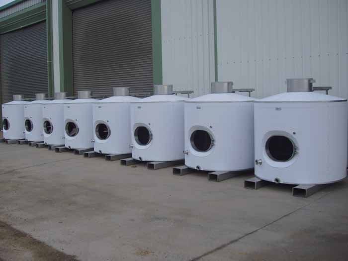 several identical tanks lined up