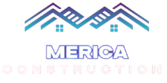 Logo for Merica Construction, features a house icon and company name.