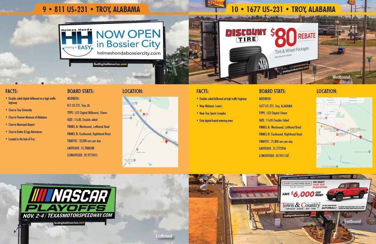 A collage of billboards including one for nascar playoffs