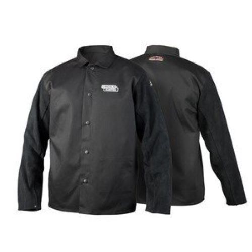 traditional split leather sleeved welding jacket