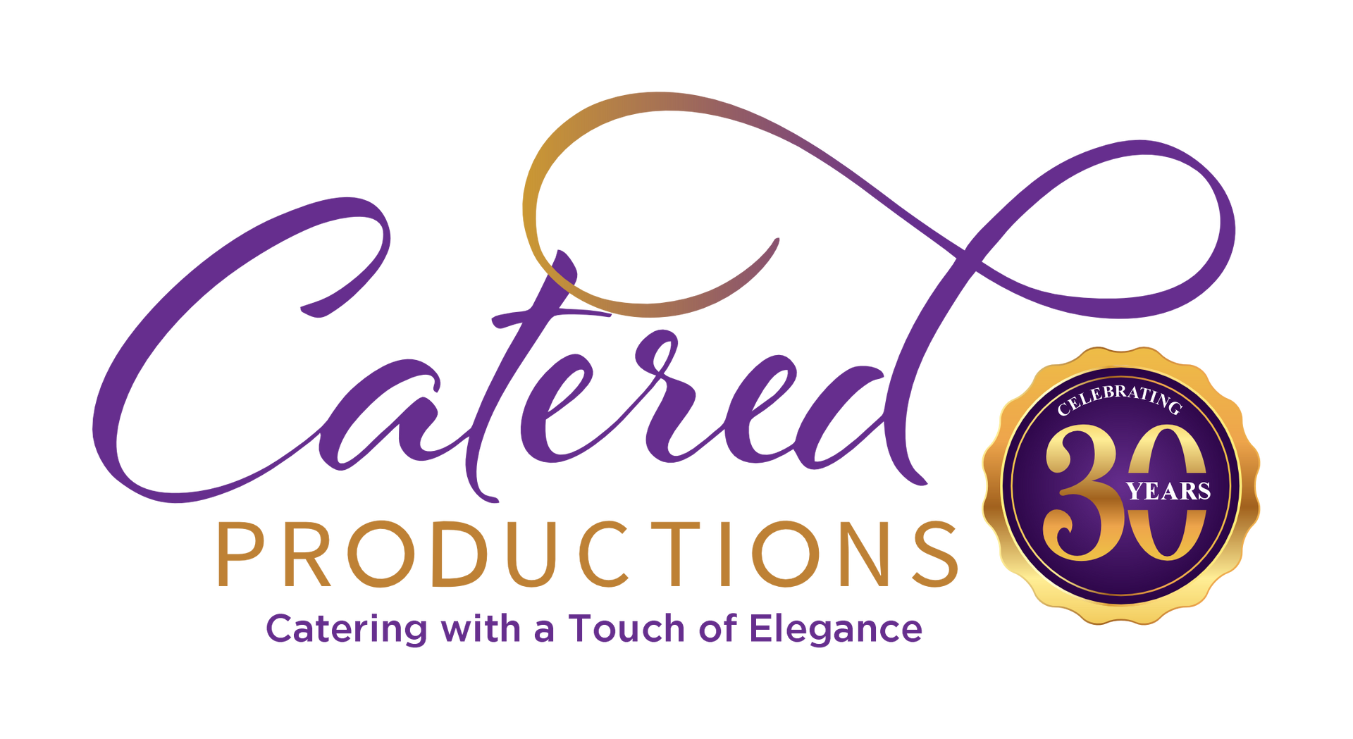 A logo for catered productions catering with a touch of elegance