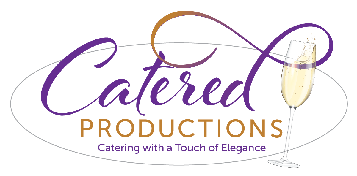 A logo for catered productions catering with a touch of elegance