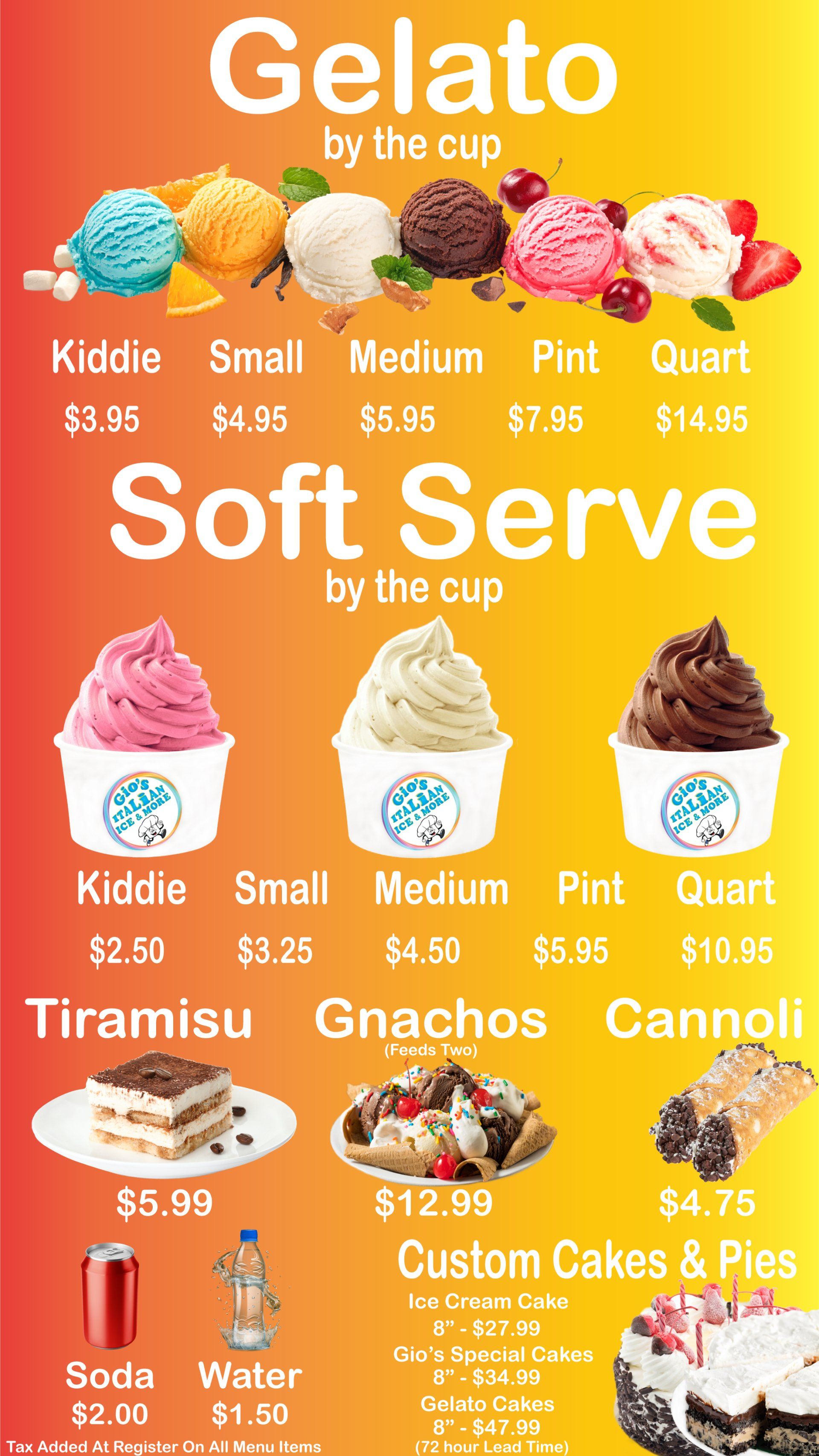 Gio's Italian Ice Made On Premises Italian Ice and Gelato!