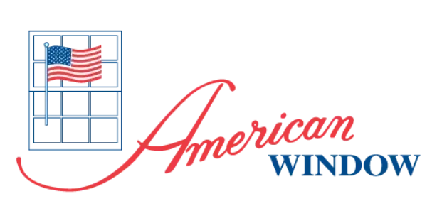 A logo for american window with a window and an american flag