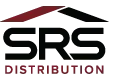 A logo for srs distribution with a red roof.