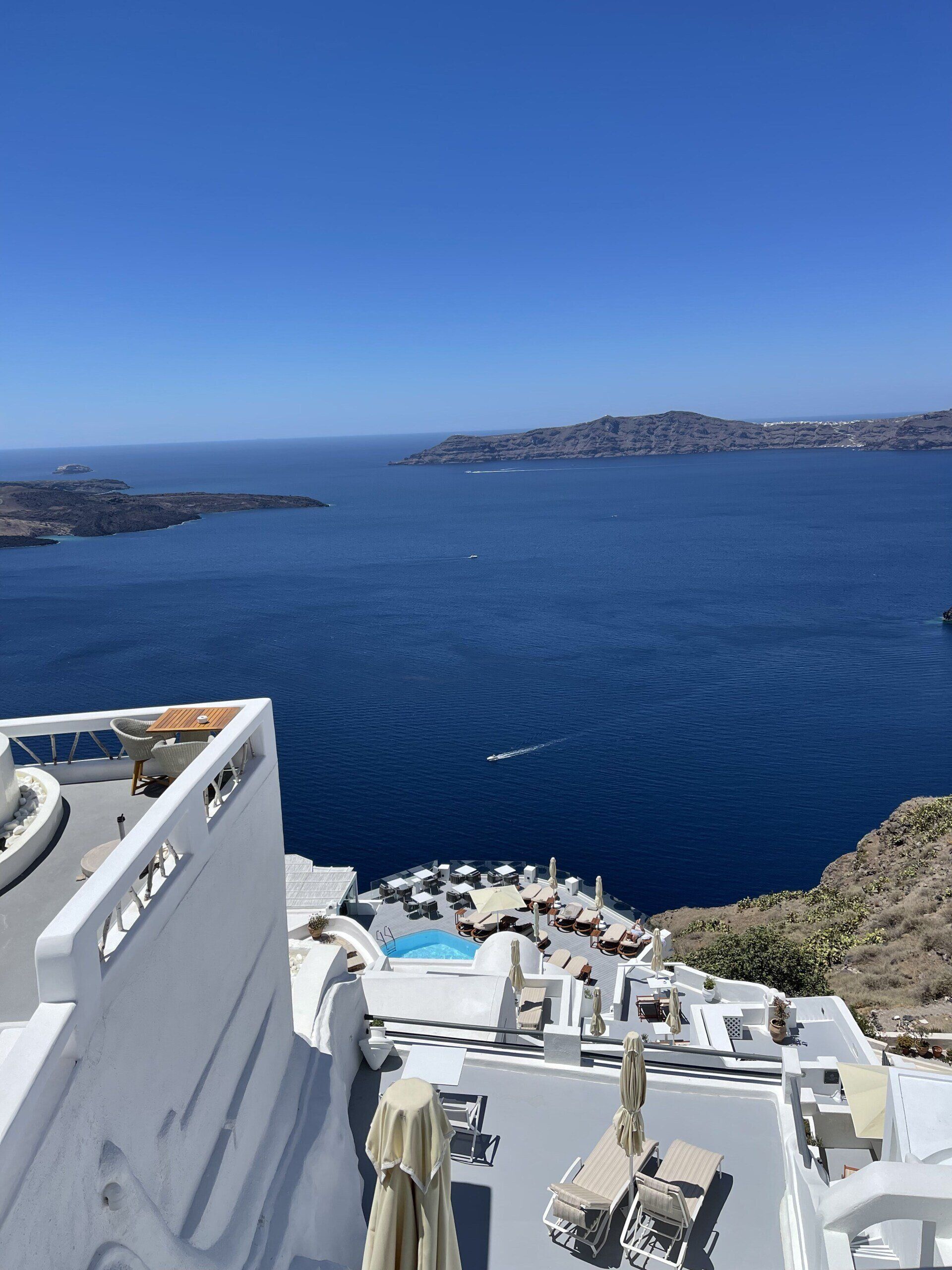 A view of a large body of water from a balcony