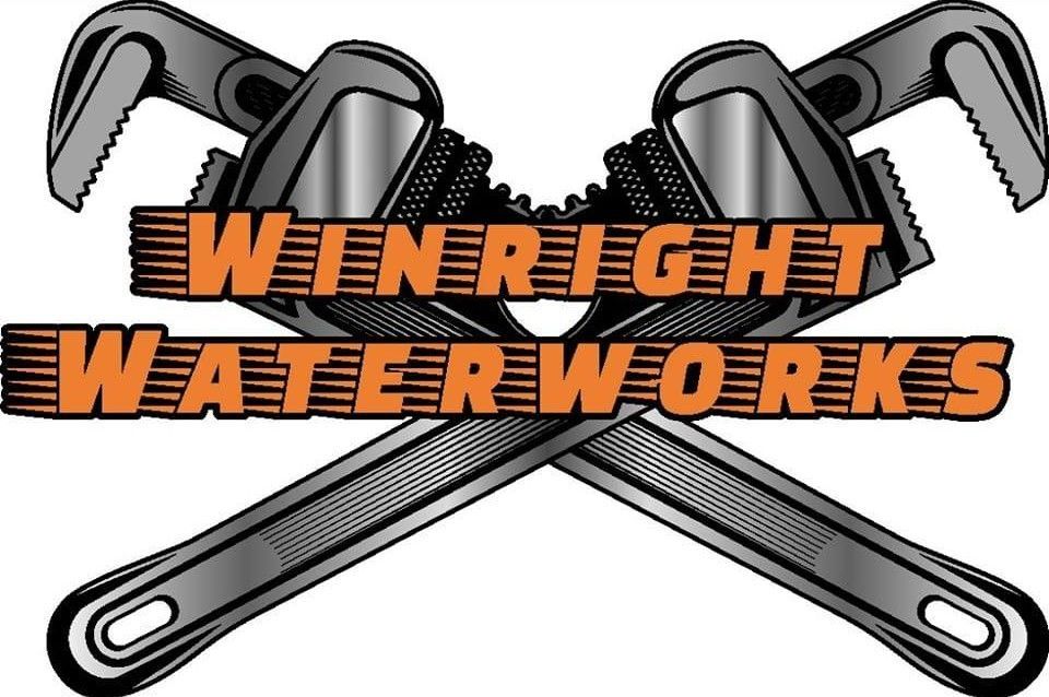 Logo for "Wainwright Waterworks" featuring crossed pipe wrenches with orange text.