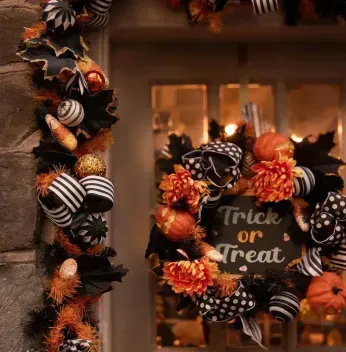 Halloween-themed doorway with a 