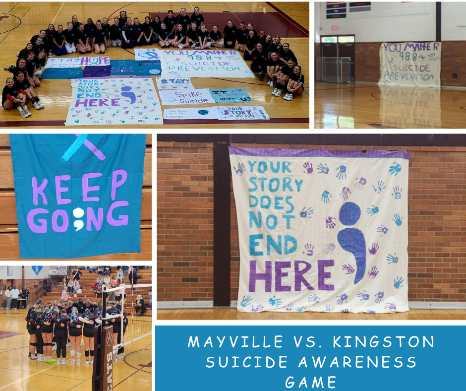 Volleyball team during suicide awareness game

