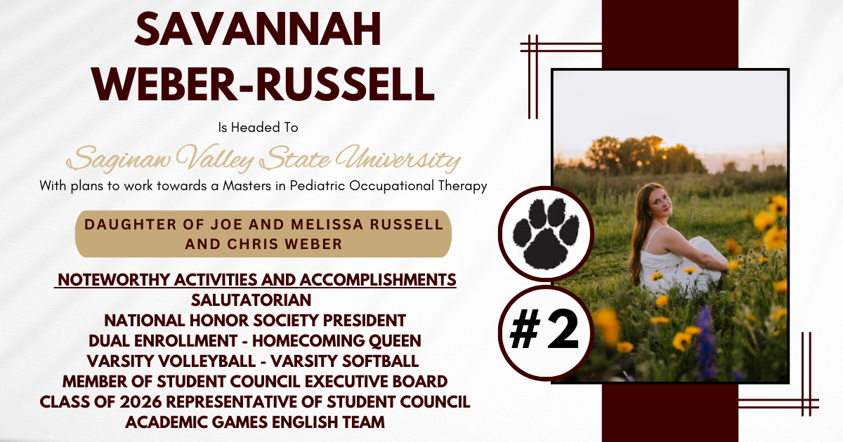 Savannah Weber-Russell headed to Saginaw Valley State University