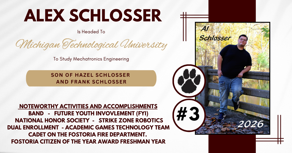Alex Schlosser is headed to Michigan Technological University