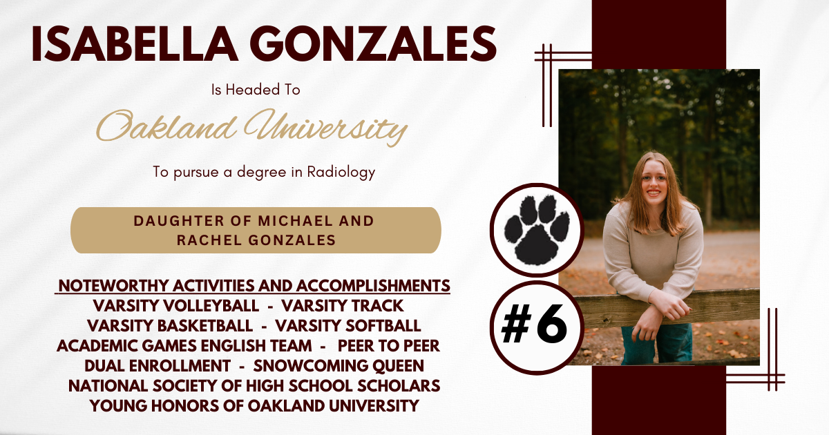 Isabella Gonzales is headed to Oakland University